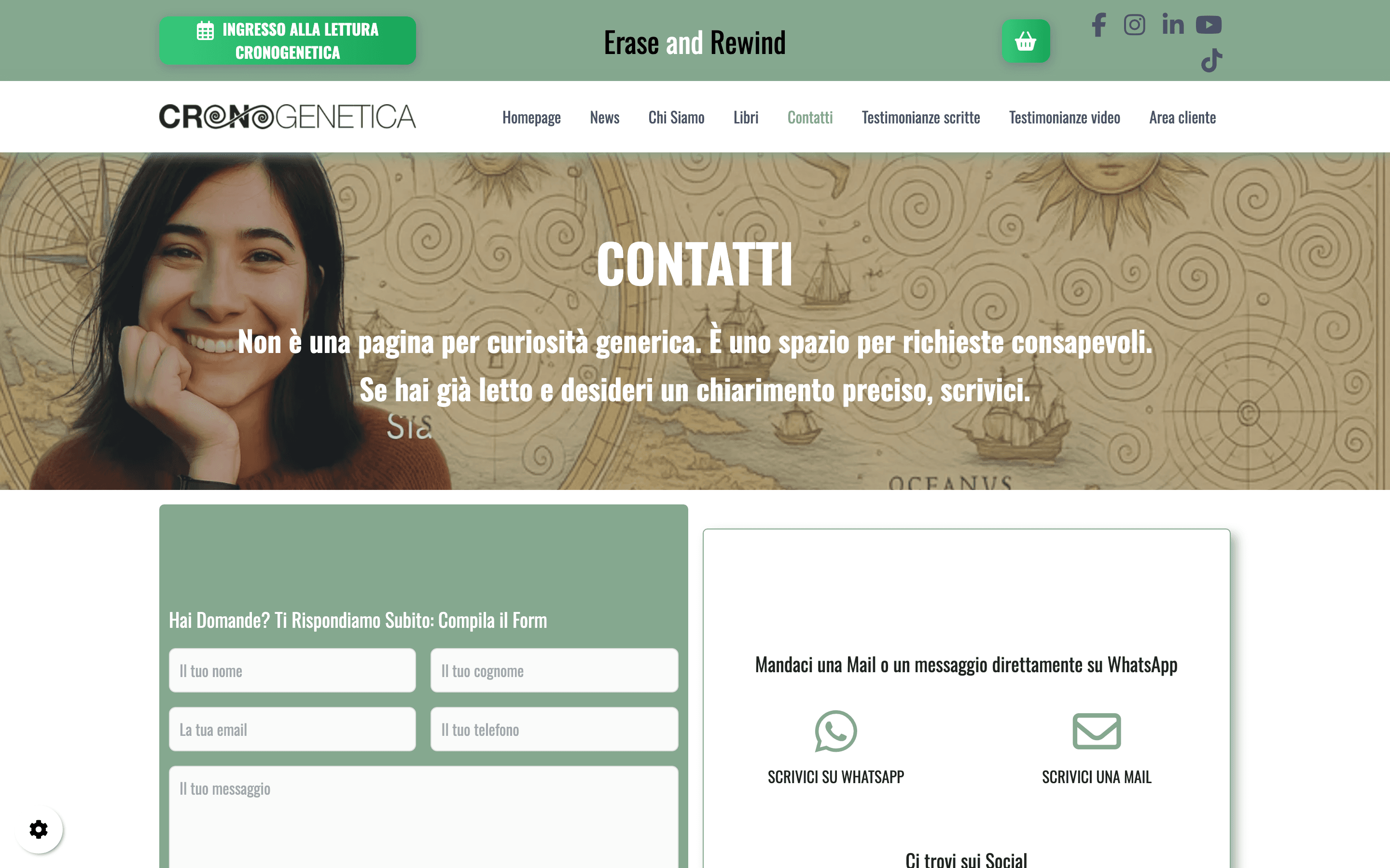 Cronogenetica contatti - WhatsApp email form richieste consapevoli
