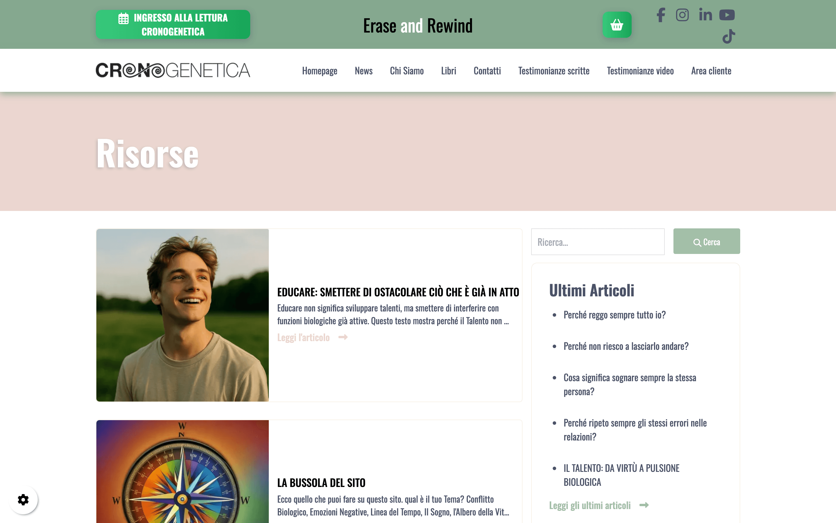 Cronogenetica risorse - articoli glossario video testimonianze categorie