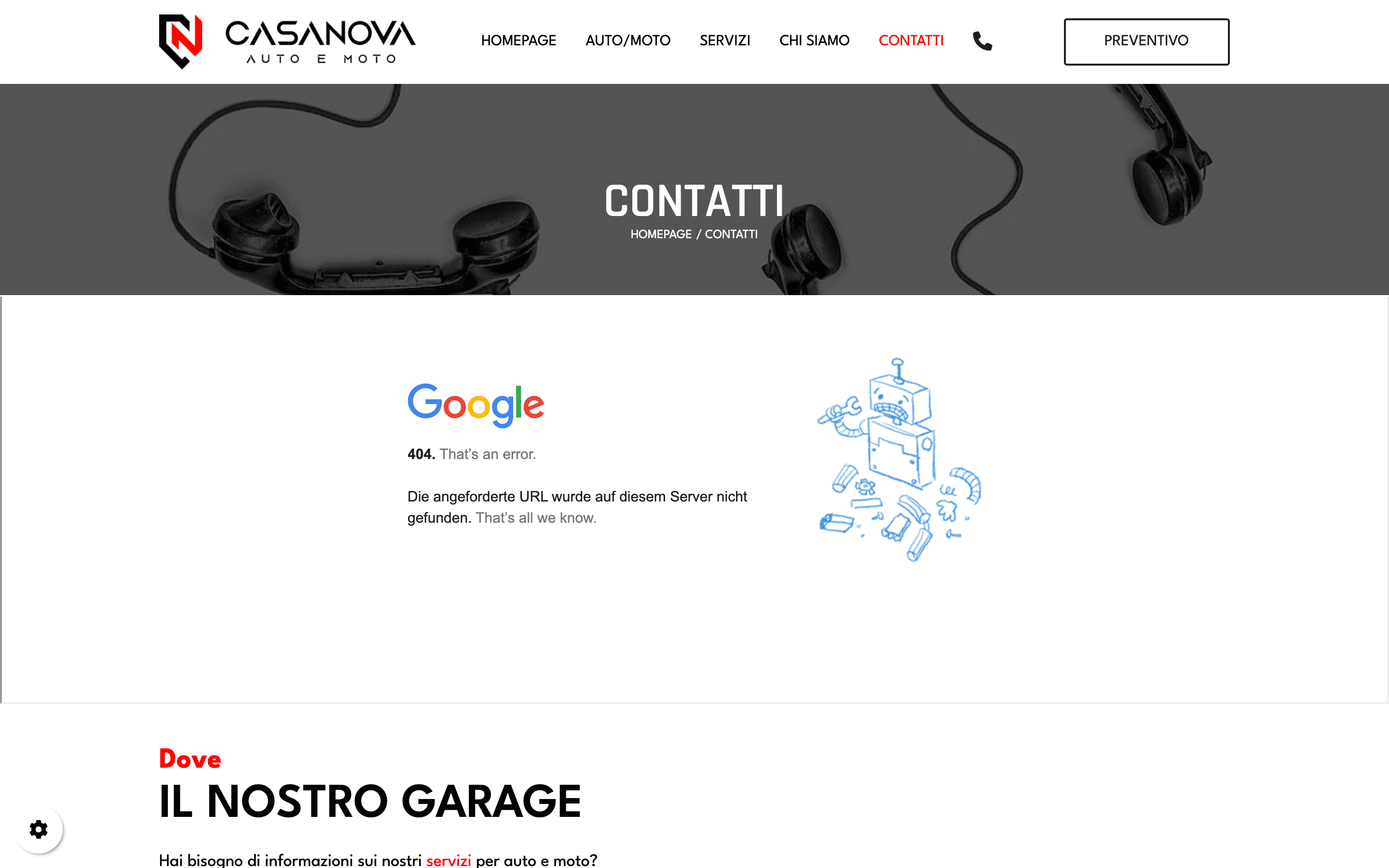 Garage Casanova contatti - form preventivo mappa orari