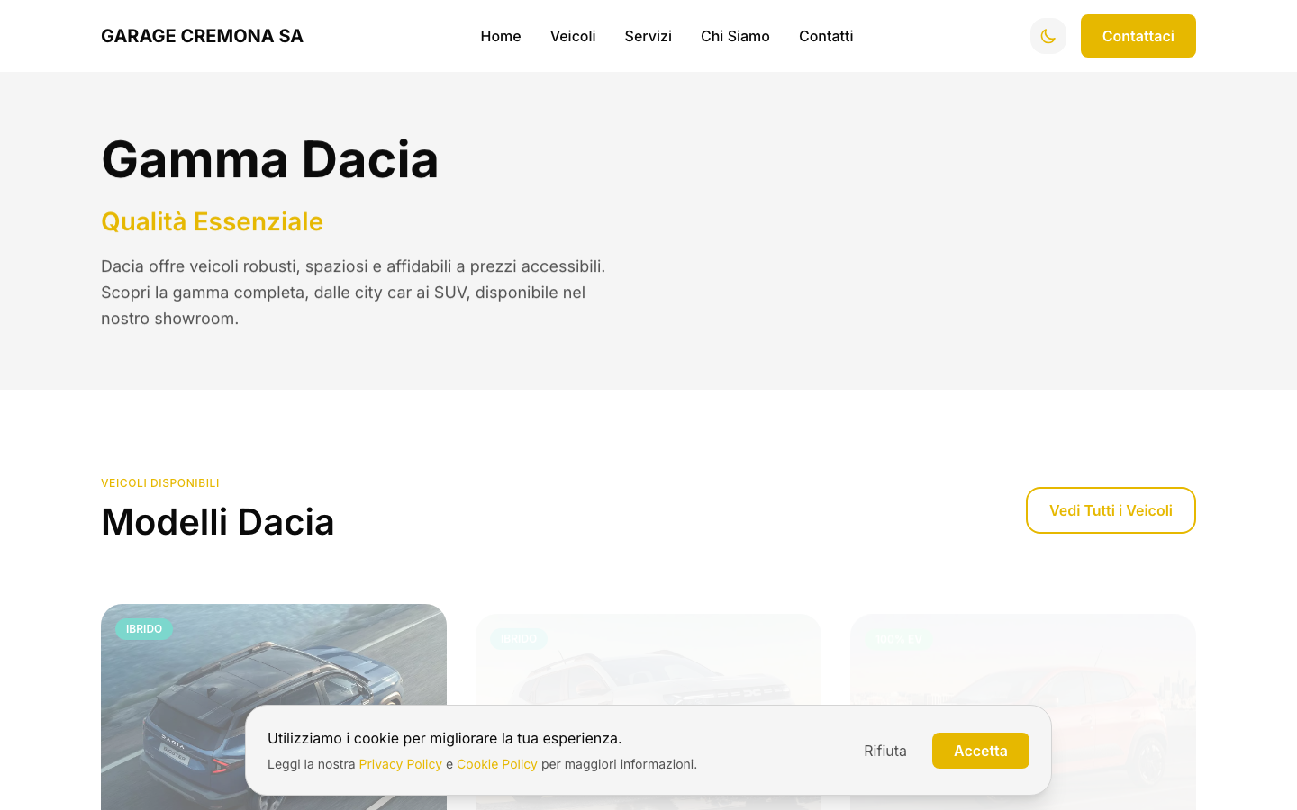 Garage Cremona gamma Dacia completa - Sandero Jogger Duster Bigster