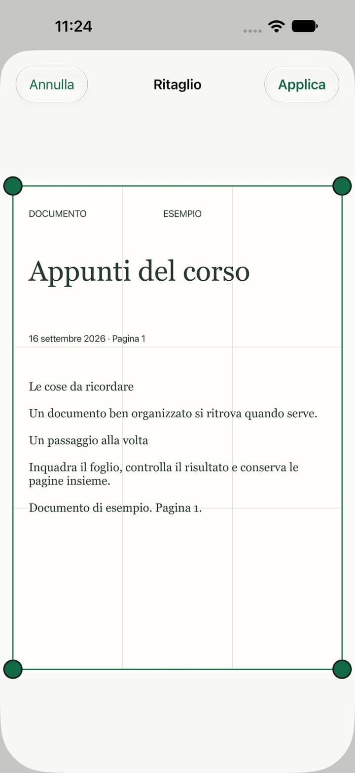 Piego: manually adjusting the document corners