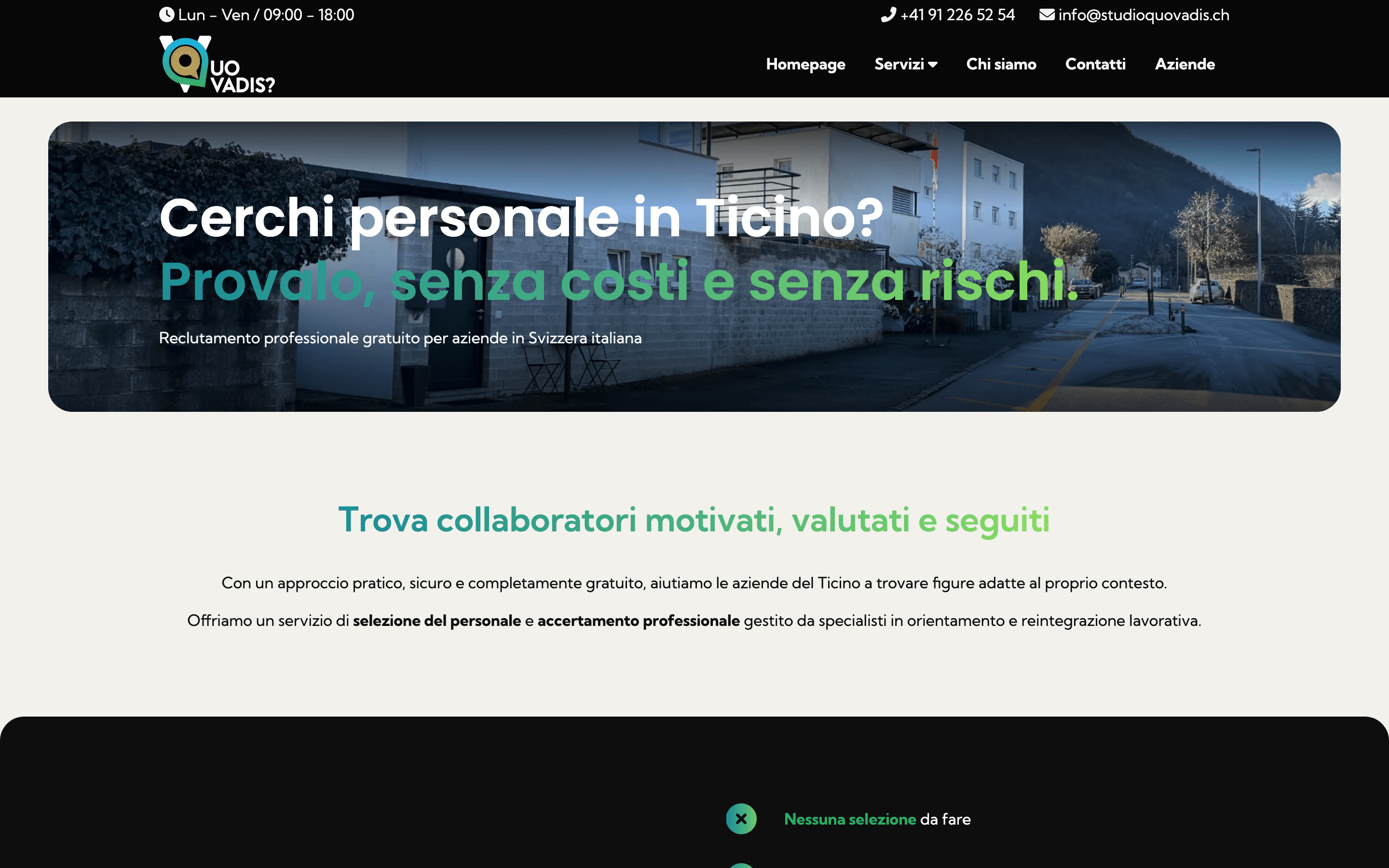 Studio QuoVadis sezione aziende - reclutamento gratuito personale Ticino