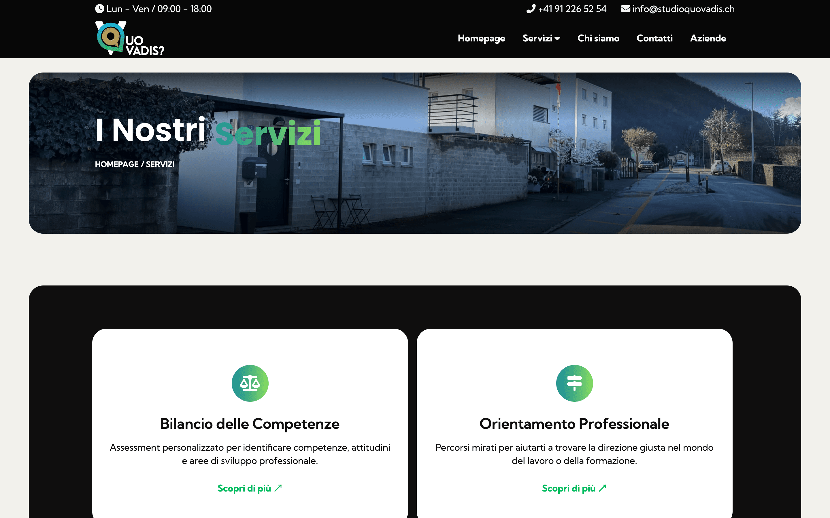 Studio QuoVadis pagina servizi - coaching orientamento formazione Ticino