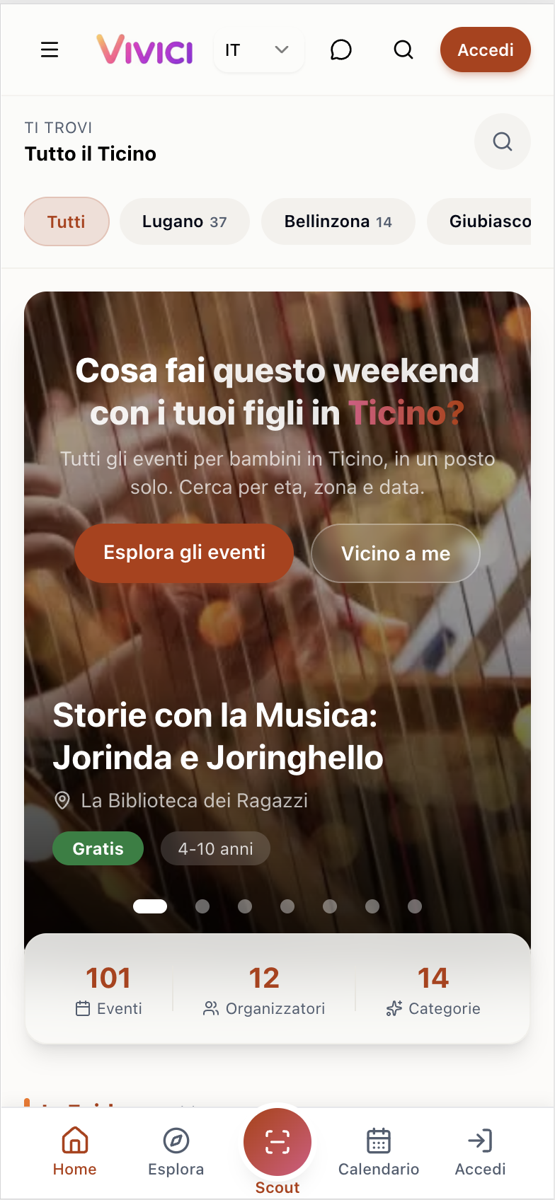 Vivici homepage - eventi per bambini e famiglie in Ticino